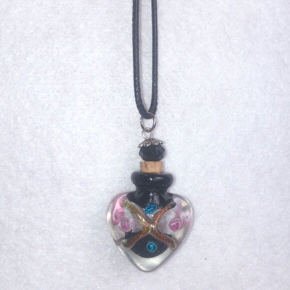 Heart Shaped Glass Potion Bottle Necklace - Picture 6 of 9